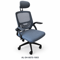 Chaise de bureau moderne grise en maille, hauteur réglable, siège rembourré, base à roulettes en nylon pour bureaux de personnel, espaces de travail à domicile et de bureau