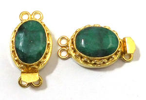 18K Gold Plated Emerald Gemstone Oval Box Clasp 1-3 Strand Jewelry Making B702-26X15X10MM - Product Image 5