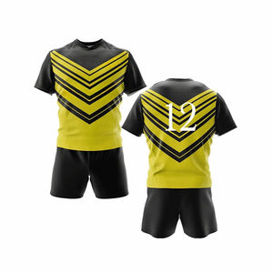 เครื่องแบบรักบี้ผู้ชายชุดเล่นกีฬาลายทางแบบกำหนดเองระบายอากาศได้ดีชุดเล่นรักบี้ผลิตจากโรงงาน - Product Image 4