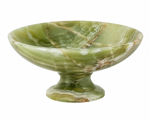 Bol à fruits en marbre onyx vert, poli, en pierre massif, taille personnalisée pour la décoration de table et le service des aliments - Product Image 1