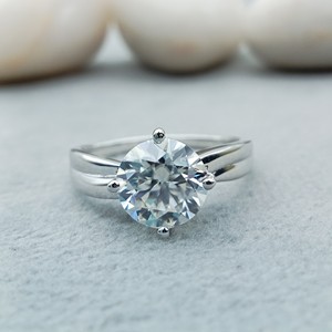 Custom Fancy Solitaire VVS Diamond Engagement Wedding Anniversary Ring 100% Satisfaction Guarantee GIA Certified Sterling Silver - Product Image 1