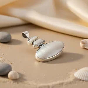 Pendentif en argent 925 moderne avec perle pour femmes, collier élégant, cadeau - Product Image 3