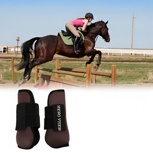 Nouveau 2024 conception équipement d'équitation, bottes de tendon de cheval sautant avant arrière réglable en cuir PU garde de protection botte de tendon - Product Image 6