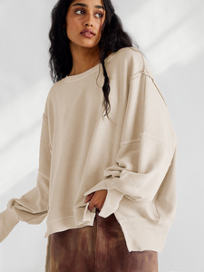 OEM personalizado de algodón sudaderas de mujer de cuello redondo personalizado de pantalla impresa al por mayor Drop-hombro sudaderas con capucha para mujer - Product Image 3
