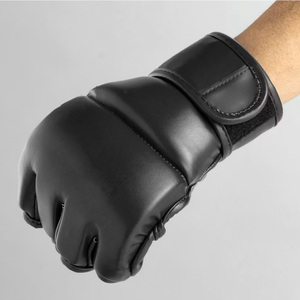OEM Custom Logo Half Finger MMA Fighting <b>Gloves</b> Durable PU Leather <b>Moisture</b> Wicking Hook Loop Closure Training for Martial Arts - Product Image 4