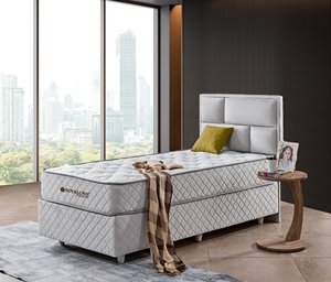 Bộ đế giường 100x200 SEREN với lò xo Hercules, công nghệ khóa an toàn và đầu giường thoải mái - Product Image 2