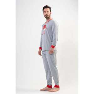 Ensemble de pyjama pour homme à manches longues et col rond avec poches, vêtements de nuit à revers - Product Image 3