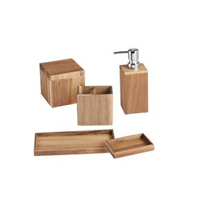 Juego de baño de madera natural de la India Juego de baño de madera natural de diseño clásico hecho a mano Juego de 3 piezas Buena calidad Venta caliente - Product Image 5