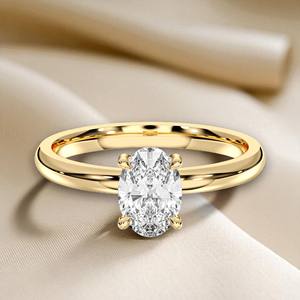 Juego de puntas de diamante de forma ovalada y redonda de moissanita de 1,17 quilates de quilates, anillo de compromiso solitario hecho en plata para mujer - Product Image 3