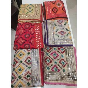Ladies Luxury Phulkari Embroidery Dupatta New Arrival Multicolor Animal Print Square <b>Shawl</b> Hand Drawn Printing Cotton Georgette - Product Image 5