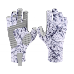 Gants de pêche pour hommes, demi-doigts, impression par sublimation, synthétiques, unisexes, toutes saisons, à enfiler, fabriqués au Pakistan - Product Image 4