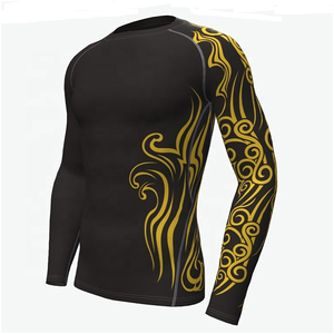 เสื้อรัดกล้ามเนื้อแขนยาวคุณภาพพรีเมียม พิมพ์ลายแบบซับลิเมชั่น สีดำทอง ผ้าอเนกประสงค์สำหรับกิจกรรมกลางแจ้ง - Product Image 2