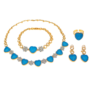 Juego de Joyería Zhuerrui de 4 Piezas con Baño de Oro, Esmalte Naranja, Corazón y Diamantes de Imitación, Collar para Mujer, Uso Diario y Fiestas, HJ2500114 - Product Image 6