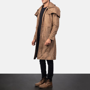 Manteau long en cuir de mouton pour homme, qualité supérieure, imperméable, respirant, réversible, rembourré à 75 % de duvet de chameau - Product Image 5