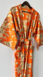 Bata térmica ligera de algodón puro Kimono Bata para mujer Albornoz de noche de invierno sostenible para damas de honor - Product Image 4