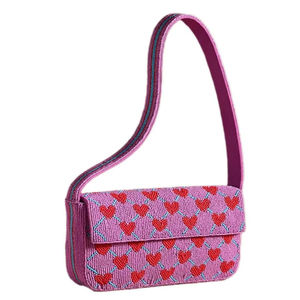 Elegante Bolso de Hombro con Diseño de Corazón en Cuentas de Semillas Hechas a Mano, Bolso Bordado con Cuentas y Correa Ajustable - Product Image 1
