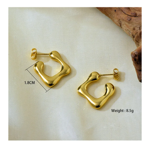 Boucles d'oreilles à la mode en acier inoxydable épais plaqué or 18 carats pour femmes perle de déclaration de qualité supérieure pour cadeau - Product Image 2