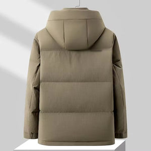 Veste d'hiver matelassée pour homme de haute qualité OEM ODM, devant en toile, imperméable, coupe-vent, col à capuche, teinture unie, prix de gros - Product Image 1