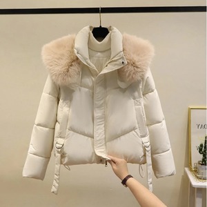 Moda Cuello de piel invierno mujer chaqueta negra señoras corto cálido Abrigo acolchado mujer Parka prendas de vestir exteriores invierno cálido - Product Image 4
