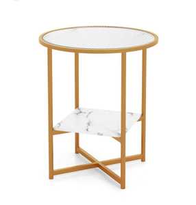 Dernières tables basses de luxe à armature en métal dessus en marbre tables d'appoint au design traditionnel pour salon salle à manger chambre décoration de la maison - Product Image 1