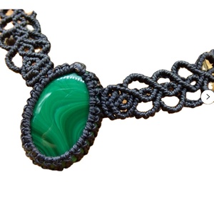 Collar de piedras preciosas de macramé, colgante, Gargantilla - Product Image 1