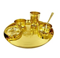 Ensemble de thali en laiton pur 100% fait main, meilleur design, vaisselle en laiton pour la maison, restaurant, service de table, ensemble de service alimentaire