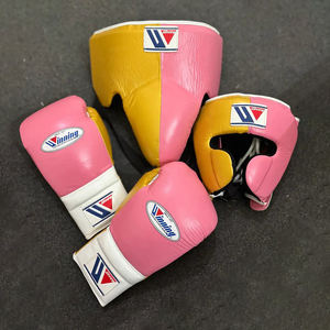 Guantes de Boxeo Rosa y Amarillo, Protector de Cabeza y Protector Inguinal, Equipo de Entrenamiento y Sparring Premium, Kit de Boxeo Profesional para Golpes y Patadas - Product Image 1