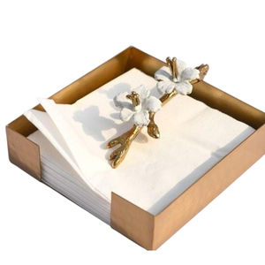 Décoration de table florale élégante, support à mouchoirs décoratif design, support à serviettes en métal avec fleurs sauvages pour table à manger et décoration d'événements - Product Image 3