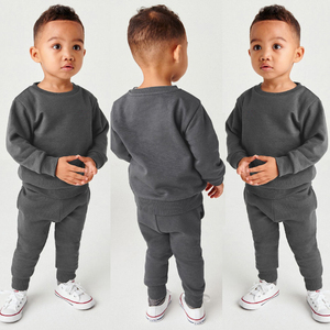 Conjunto Deportivo de Algodón Gris para Bebés, Cuello Redondo, Manga Larga, Color Sólido, Ropa Casual de Otoño, Trackstar, Marca Privada OEM - Product Image 5