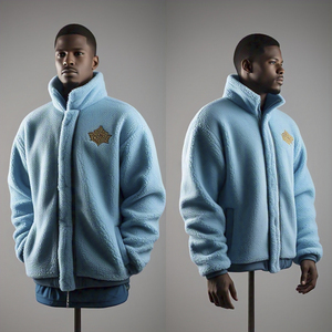 Veste polaire Sherpa avec logo personnalisé de haute qualité pour hommes nouveau design à col montant style baggy pour l'hiver prix de gros - Product Image 2