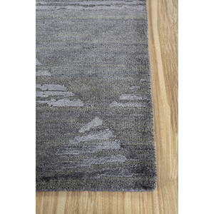 Alfombra de Lana y Seda de Bambú Tejida a Mano Clan Grey Black, 10 mm de Grosor, Geométrica, para Sala de Estar, Pasillo, Forma Rectangular - Modelo LRB (7017) - Product Image 3