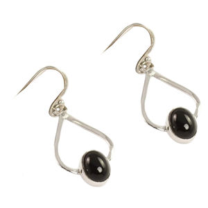 ต่างหูพลอยนิลสีดํา 925 เงินสเตอร์ลิงรอบต่างหูมุกสําหรับหญิงสาว,ต่างหูห้อยเงิน,เงิน - Product Image 1
