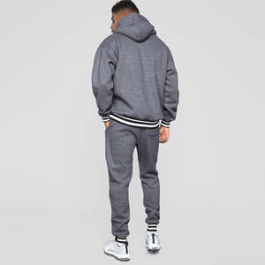 Conjunto de ropa deportiva para hombre Sudadera con capucha y pantalones de dos piezas Traje de cremallera 100% algodón para invierno - Product Image 5