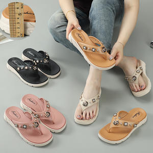 Chanclas de joyería con cadena de perlas y diamantes de imitación de cristal para mujer, sandalias, zapatillas, zapatos de PVC transpirables suaves - Product Image 5