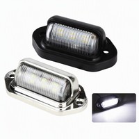 Feu de plaque d'immatriculation à 6 LED, feu de position latéral arrière, 12V, blanc, ABS électroplaqué, feu d'avertissement arrière pour camion, remorque, poids lourd