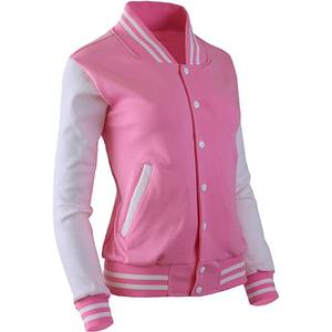 Chaquetas universitarias de algodón 100% de talla grande para mujer, chaquetas con letras de béisbol estampadas transpirables, parches bordados al por mayor - Product Image 5