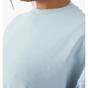 Gran oferta de alta calidad, suéter en blanco de gran tamaño, sudadera para mujer, sudadera de manga larga de lana gruesa azul cielo sólido, sudadera de talla grande - Product Image 6