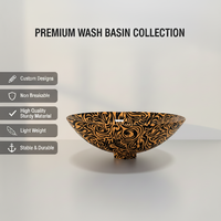 Lavabo de Sobremesa Redondo de Metal con Patrón Sin Costuras, 38 cm, Lavabo Moderno para Baño, Venta Directa de Fábrica