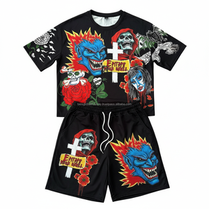 Ensemble jogging et t-shirt streetwear pour homme, 100% coton, tissu tricoté, écologique, imprimé par sublimation, motif à motifs, 220/240 GSM - Product Image 1