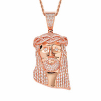 YYN Vente directe usine Collier pendentif Jésus grande taille style Hip Hop entièrement serti de pierres CZ AAA pour hommes