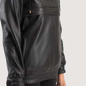 Zest Autumn Leather Pullover <b>Jacket</b> in Black with Windproof Hood - Product Image 4