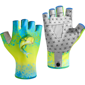 Demi-doigt refroidissement crème solaire gants de pêche à la mouche demi-doigt anti-dérapant léger gants de sécurité pour la pêche Silicone respirant - Product Image 1