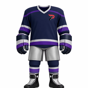 Maillot de hockey sur glace de haute qualité 100% polyester à séchage rapide, logo frontal personnalisé, nom de l'équipe, service OEM, respectueux de l'environnement - Product Image 1