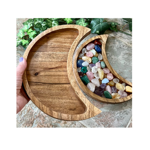 Plateau à fruits en bois de luxe en gros, design en forme de lune, 2 pièces de tailles différentes, plateau artisanal - Product Image 1