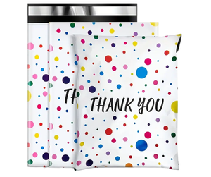 Paquete de 100 bolsas de polietileno de agradecimiento, 25x33cm, autoadhesivas, resistentes al agua, resistentes a desgarros, duraderas, 2,3 m, color polka dot - Product Image 1