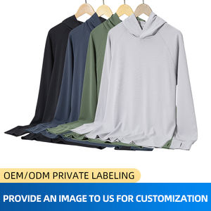 OEM Custom Men's Hooded <b>Long</b> <b>Sleeve</b> Thumbhole Shirt Quick Dry Breathable Gym Running Outdoor Sports <b>Top</b> for Fitness <b>Training</b> - Product Image 5