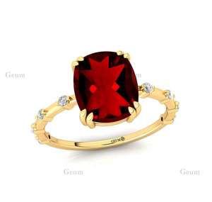 แหวนโกเมนธรรมชาติลดสูงสุด14K แหวนหมั้นเพชรแข็งทองดีเครื่องประดับงานแต่งงานแหวนพลอยพลอย - Product Image 4