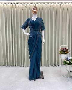 FANCY LISTO PARA USAR SECUENCIA TRABAJO SAREE CON KOTI Y BLUSA - Product Image 6