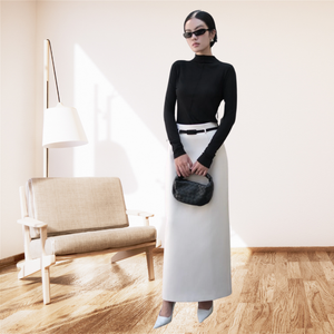 Adela กระโปรงแมกซี่เอวสูงผ้าใยสังเคราะห์ติดฉลากส่วนตัวเสื้อผ้าผู้หญิงหรูหรา - Product Image 4