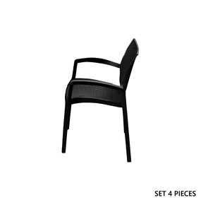 Ensemble de 4 chaises de jardin modernes en polypropylène 58x52x81cm, empilables, pour repas en extérieur, d'Italie - Product Image 3